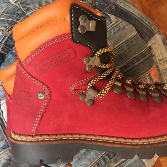 DOCKERS RED LEATHER HIKING BOOTS 38/ US 7 - Picture 3 of 8